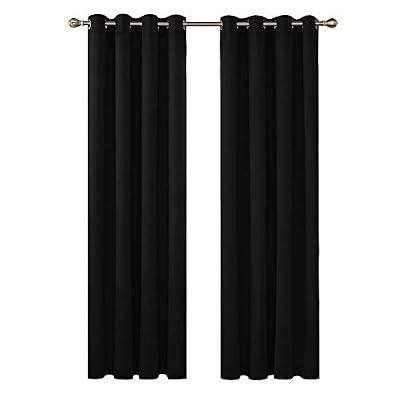 Deconovo Lot de 2 Rideaux Occultants Chambre à Oeillets Isolant Thermique 117x229cm Noir