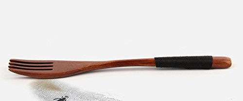 EQLEF® 4 Stück Naturholz -Frucht-Gabel Retro-Stil aus Holz und Süßwaren Gabel - 4