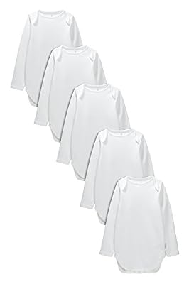 next Homme Lot de cinq bodies blancs à manches longues (0 à 3 ans) Blanc 6-9 mois