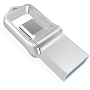 TOPESEL 64GB Mini USB 3.0 Type C Dual USB Memory Stick, OTG High Speed Waterproof Flash Drive Thumb Drive, Pen Drives for Type-C SmartPhone, Tablet, Pixel, PC - Silver