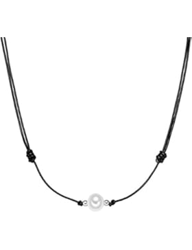 Valero Pearls Classic Collection Damen-Kette Hochwertige Süßwasser-Zuchtperlen in ca.  10 mm Rund weiß 925 Sterling...