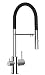 Produktbild VIZIO 3 Wege Wasserfilter Chrom Küchenarmatur mit 2strahl Handbrause / Profi / Restaurant / Haus Wasserhahn für alle gaengigen filtersysteme geeignet / 360° schwenkbarem Auslauf - SCHWARZ