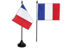 Flaggenfritze® Tischflagge Frankreich 10x15 cm mit Sockel und Mast