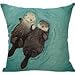 Derhamstore Two lovely sea otter Pattern Unique Fashion printing Plush cloth 18 X 18 inch Pillowcase