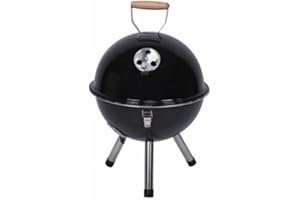 NEXOS TRADING Nexos - BBQ Minigrill Kugelgrill Ø 29 cm – Kompakt-Holzkohlegrill mit Deckel & Rost – Rundgrill für Garten, Camping, Festival, Balkon – Schwarz – tragbar & leicht