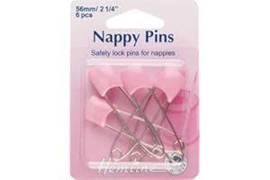 Hemline Alfileres de seguridad para pañales de 56 mm, 6 unidades, color rosa