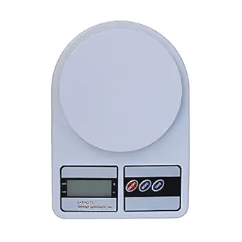 NAHIL Digital Kitchen Weighing Scale Portable Weighting Machine for Home Electronic Food Weight Machine LCD Black Display Measuring Cooking Vegetable Fruit Multipurpose food weighing machine (White)