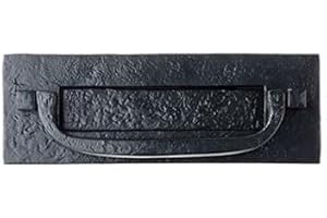 I IRONMONGERY SOLUTIONS Ironmongery Solutions® Black Antique Heavy Duty Cast Iron Postal Door Knocker Letter Box Plates (Postal Letter Plate)