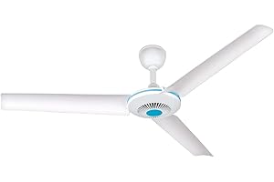 GENERAL TRADE Ventilatore per la casa, lampada da soffitto a pale, colore bianco, a 3 ali, 20 W, 90 cm
