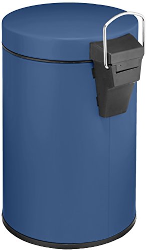 WENKO 19577100 Kosmetik Treteimer Dunkelblau, Fassungsvermögen 3 L, Metall, 17 x 25 x 17 cm, Dunkelblau - 2