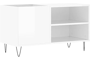 vidaXL Mobile Porta Dischi Bianco Lucido 85x38x48 cm Legno Multistrato