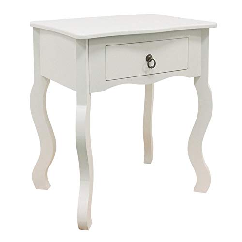 regalosMiguel - Mesas Auxiliares - Mesita Noche Cabriole 1 Cajón - Blanco