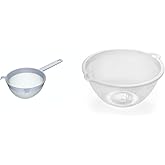KitchenCraft Plastic Sieve 18cm, Large with Heat Resistant Nylon Mesh, White & Addis Large 3 Litre Capacity Plastic Mixing Bo