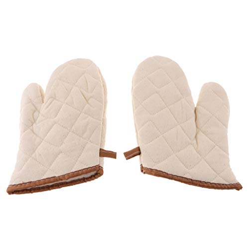 détail SM SunniMix Gants de Cuisson Antidérapants Gants de Four Résistance au Dérapage Outil De Barbecue - Beige