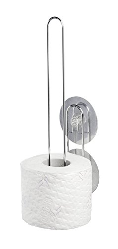WENKO 22209100 Static-Loc Wand-Ersatzrollenhalter Osimo - Befestigen ohne bohren, Stahl, 8 x 33 x 11 cm, Chrom