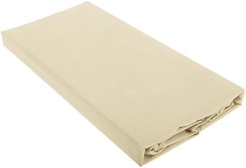 Super King Size Polycotton Percale 180 Thread Count Flat Sheet (106" x 122" (270cm x 210cm), Cream)
