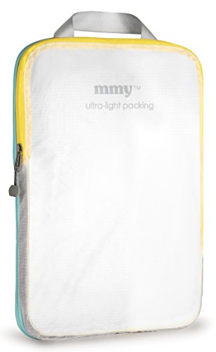 mmyTM Ultra-Light Travel Ripstop Silnylon Compression Packing Cube (Large) (Lemon Yellow / Aqua)