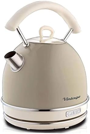 Ariete Bollitore Vintage 2877, Bollitore Elettrico con Livello Acqua Visibile, Base Cordless 360°, Spegnimento Automatico, Impugnatura Ergonomica, Capacità 1,7 L, Acciaio Inossidabile, 2000W, Beige