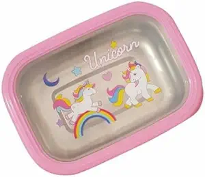 trusmile printed dinasour/unicorn stainless steel lunch box for kids (750 ml) (unicorn)- Multi color