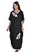 Jersey Embroidered One Size Satin Trim Kaftan in Black .