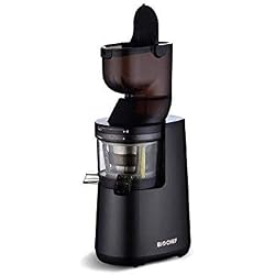 Extracteur de Jus BioChef Atlas Whole Slow Juicer - Extracteur à rotation lente, Large Ouverture avec Kit à Sorbets, moteur 250w et 40 tr/min - Garantie À VIE - (Noir)