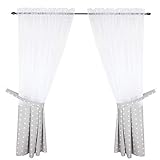 Contenido del juego: 2 x cortinas con bolsillo para barra (aprox.140 x 160 cm), 2 x cintas de algodón para atar