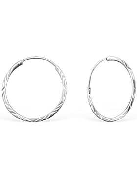 *925 Silber Ohrringe Ohrschmuck Creolen Ohrreif diamantiert 20x1mm schartig*