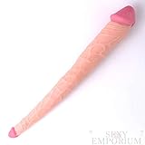 Real Feel 14.5 Inch Double Ended Dildo, Double Dong, Double Ender Sex Toy White
