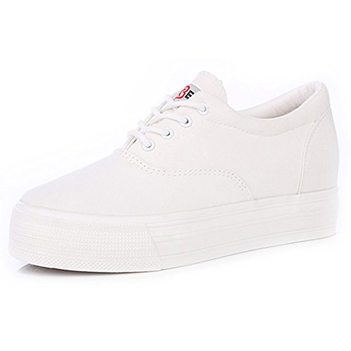 Renben Donne Casuale Tela Allacciare Moda Scarpe da ginnastica (bianco,EU35)