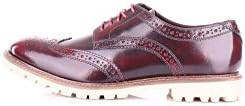 Base London RAID Mens Hi-Shine Leather Derby Brogue Shoes Bordo