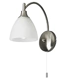 Brilliant Enzio Wandleuchte mit Zugschalter, 1x E14 28W Inklusive, Metall/Glas, eisen / weiß-alabaster G66410/13