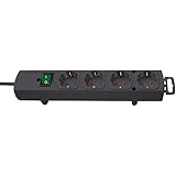 Regleta Comfort-Line 4-tomas negro 2m H05VV-F 3G1,5