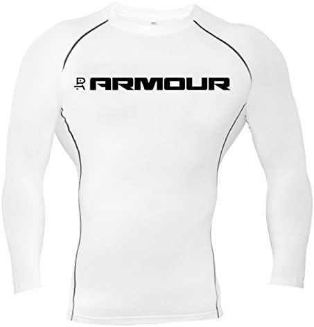 Raw Armour unisex long sleeve running &amp; exercise compression base layer top (White, Large)