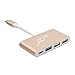 Produktbild Winnerflag® 4 im 1 Schnell Übertragung USB-C 4 Anschlüsse HUB USB3.1 TYPE C Adapter Multiport Konverter für Neu Macbook 12 Zoll, MateNokia N1, Nexus 6/6p, Neu Chrom Pixel und andere Type C Ladegerät (Golden)