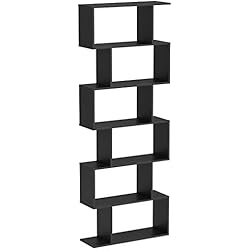 Homfa Bibliothèque Étagère Livres Étagère pour Livres Étagère de Rangement en Forme S pour Bureau, Salon, Chambre d'Étude (Noir)