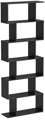 Homfa Bibliothèque Étagère Livres Étagère pour Livres Étagère de Rangement en Forme S pour Bureau, Salon, Chambre d'Étude (Noir)