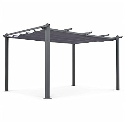 Alice's Garden - Pergola aluminium - Condate 3x4m - Toile grise - Pergola idéale pour votre terrasse, toit retractable, toile coulissante, structure aluminium