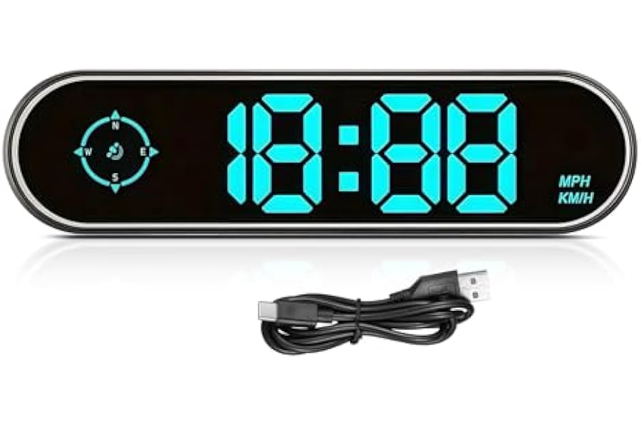 ballity Digital Speedometer, Heads up Display Car, Colorful Speedometer HUD GPS Digital Speed Meter MPH with Drection and Trave, USB Cable Plug & Play, GPS Speedometer for All Cars (7 Color/MPH KM/H)