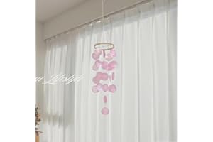 ZOYIEP Windspiel, Boho Deko Muschel Traumfänger Girlanden 43 cm Länge Weiß Windspiel, Windspiel Anhänger Retro Capiz Muscheln Windspiele (Rosa)