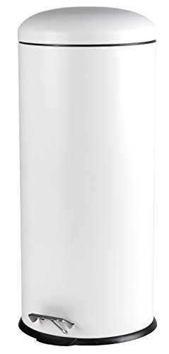 Mülleimer Treteimer Abfalleimer Metall 30 Liter 70 cm weiß matt