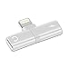 Produktbild 2 in 1 Lightning Kopfhörer Adapter für iPhone X/10, iPhone 8/8 Plus/iPhone 7/7 Plus Kopfhörer und Laden Dual Lightning Adapter Splitter Musik hören und gleichzeitig Aufladen Kompatibel mit iOS 10.3/11 (Silber)