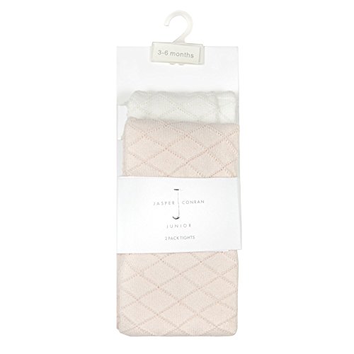 Pack Of Two Designer Babies Pink And White Diamond Knit Tights 12-18 Months