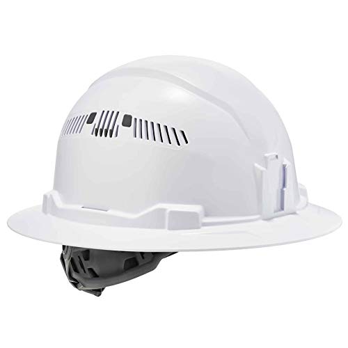 Ergodyne Skullerz 8973 - Casco rigido ventilato, a tesa intera, sospensione a cricchetto, classe C, colore: bianco