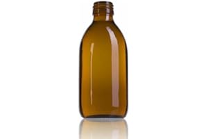 Dioxnatur Botella de Vidrio Ámbar 250 ml. Tapón Cierre de Rosca Hermético. Botella Cristal Rellenable Almacenamiento de Sustancias Líquidas.