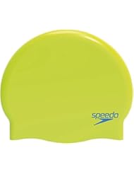 Speedo Plain Moulded Silicone Gorro de Natación, Unisex Niños, Verde (Lime / Turquoise), Talla Única