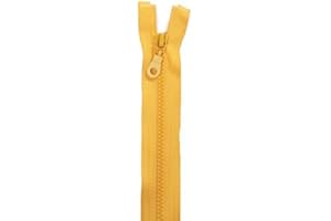 Jajasio 2 STK. Reißverschlüsse Grob Kunststoff 5mm teilbar in 25 Farben Grober Reißverschluss für Jacken Taschen gelb 30cm