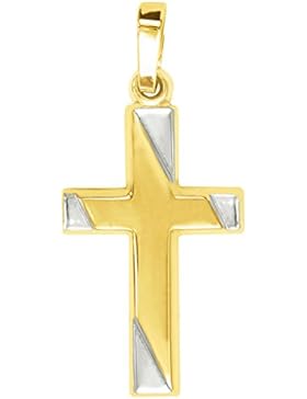 MyGold Kreuz-Anhänger (ohne Kette) Gelbgold Weißgold Weissgold 750 Gold (18 Karat) bicolor 28mm x 13mm Taufe Taufgeschenk...