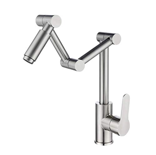 Preisvergleich Produktbild AILING Edelstahl-Faltender Teleskopischer Küchenhahn, Drehender Wannenhahn, Messinghahn-Einzelgriff-Hahn