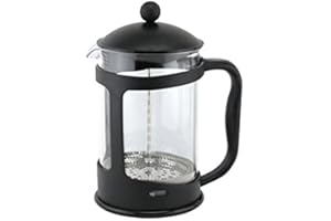 GLOW WHOLESALE Glow Classic Continental Cafetería negra de 1500 ml – Cafetera de prensa francesa manual premium de 6 tazas con olla de vidrio endurecido a prueba de golpes y filtro de émbolo para granos molidos, té