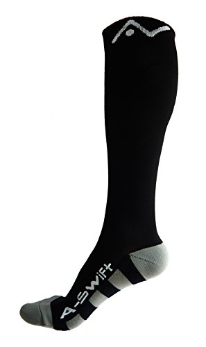 A-Swift Calcetines de compresión (1 par) para mujer y hombre (Negro, M)